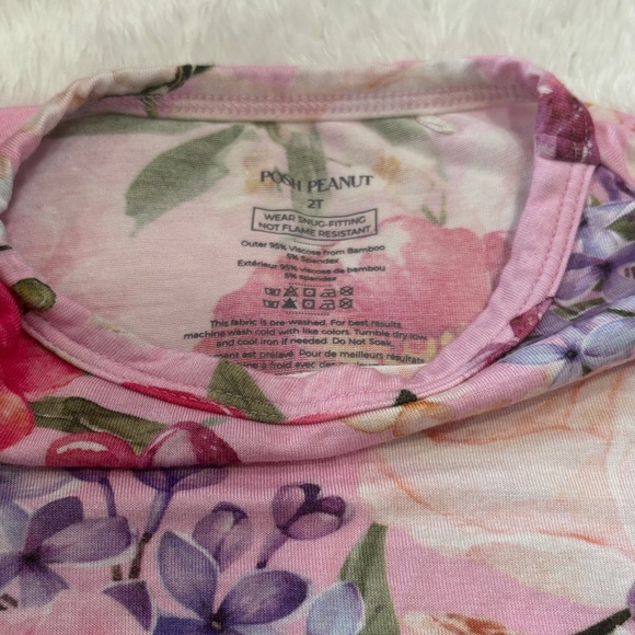 Posh Peanut 2T Floral Kids Pajamas Set - Pink - Picture 2 of 3